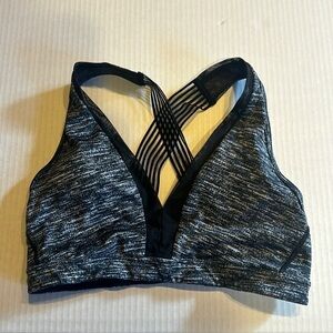Victorias Secret Sport bra in heathered mesh black and white w cross cross back